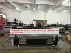 নমনীয় এবং শক্ত স্তরগুলির জন্য 7PL / 3PL প্রযুক্তি সহ সূক্ষ্ম পিক্সেল ইউভি প্রিন্টার